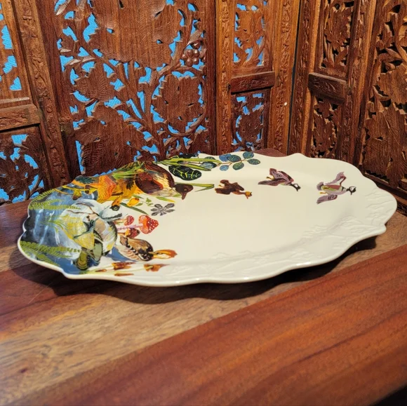 NWT Anthropologie Nathalie Lete Marais Ducks Serving Scalloped Edge Platter